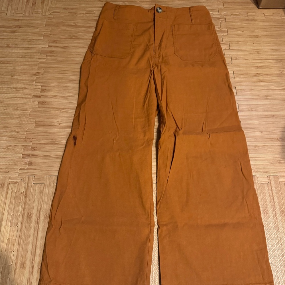 Maeve by Anthropologie The Collette Wide Leg Trouser Pant Orange/Rust Size 28
